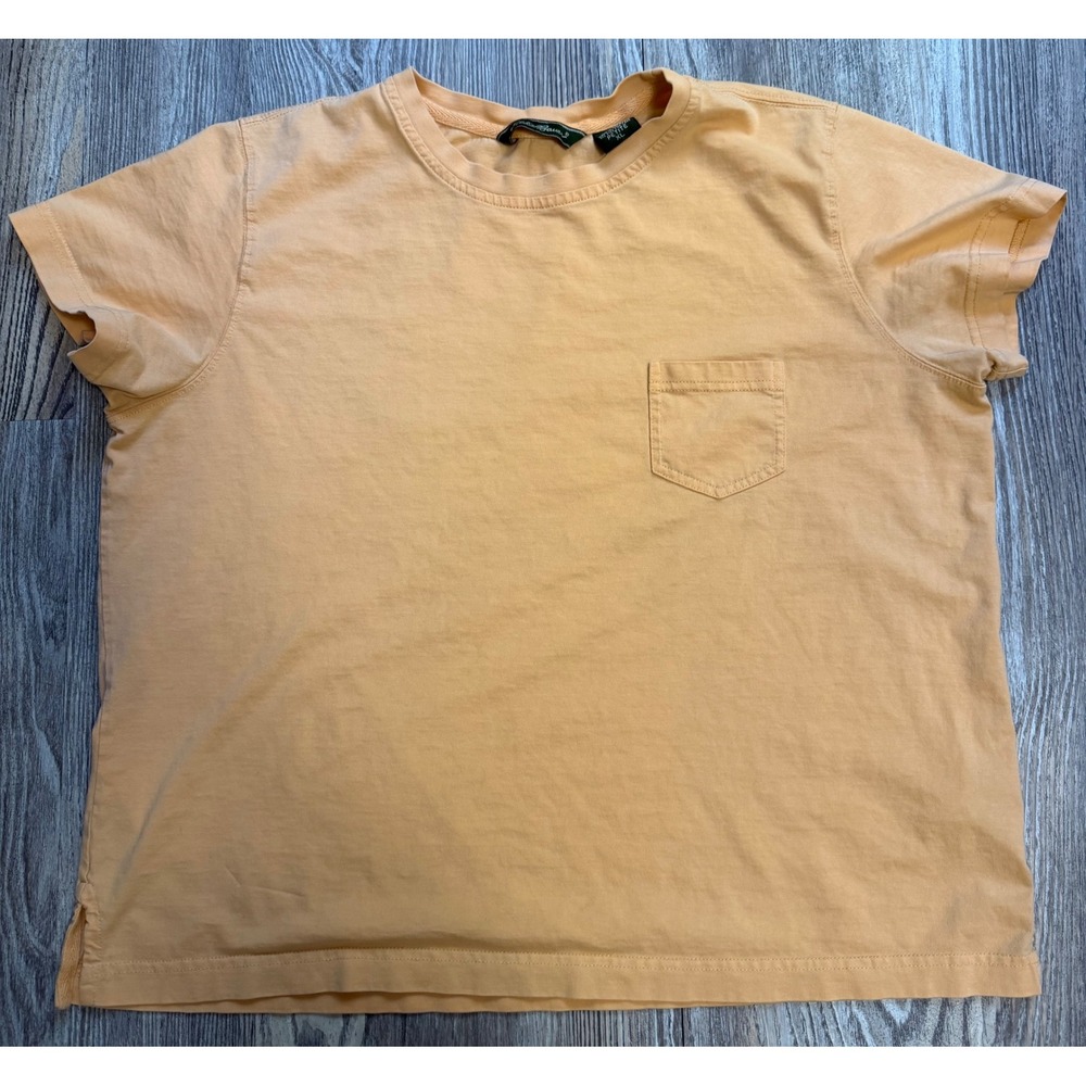 Eddie Bauer Womens XL Petite Peach Cotton Short Sleeve Pocket T-Shirt